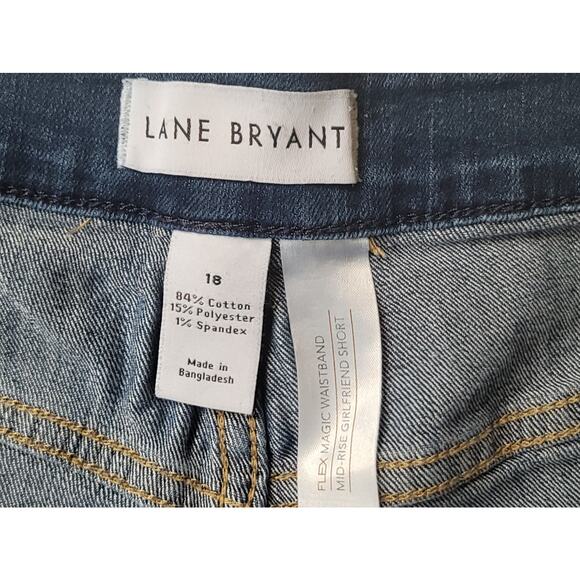 LANE BRYANT Girlfriend  Dark Rinse‎ Mid-Rise Distressed Flex Waist Short Sz 18 - Picture 4 of 8